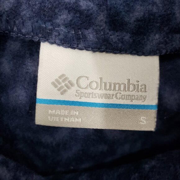 Columbia Abstract Cowl Neck Fleece Tunic Top S Womens Zipper Pockets Navy Blue - Picture 6 of 7